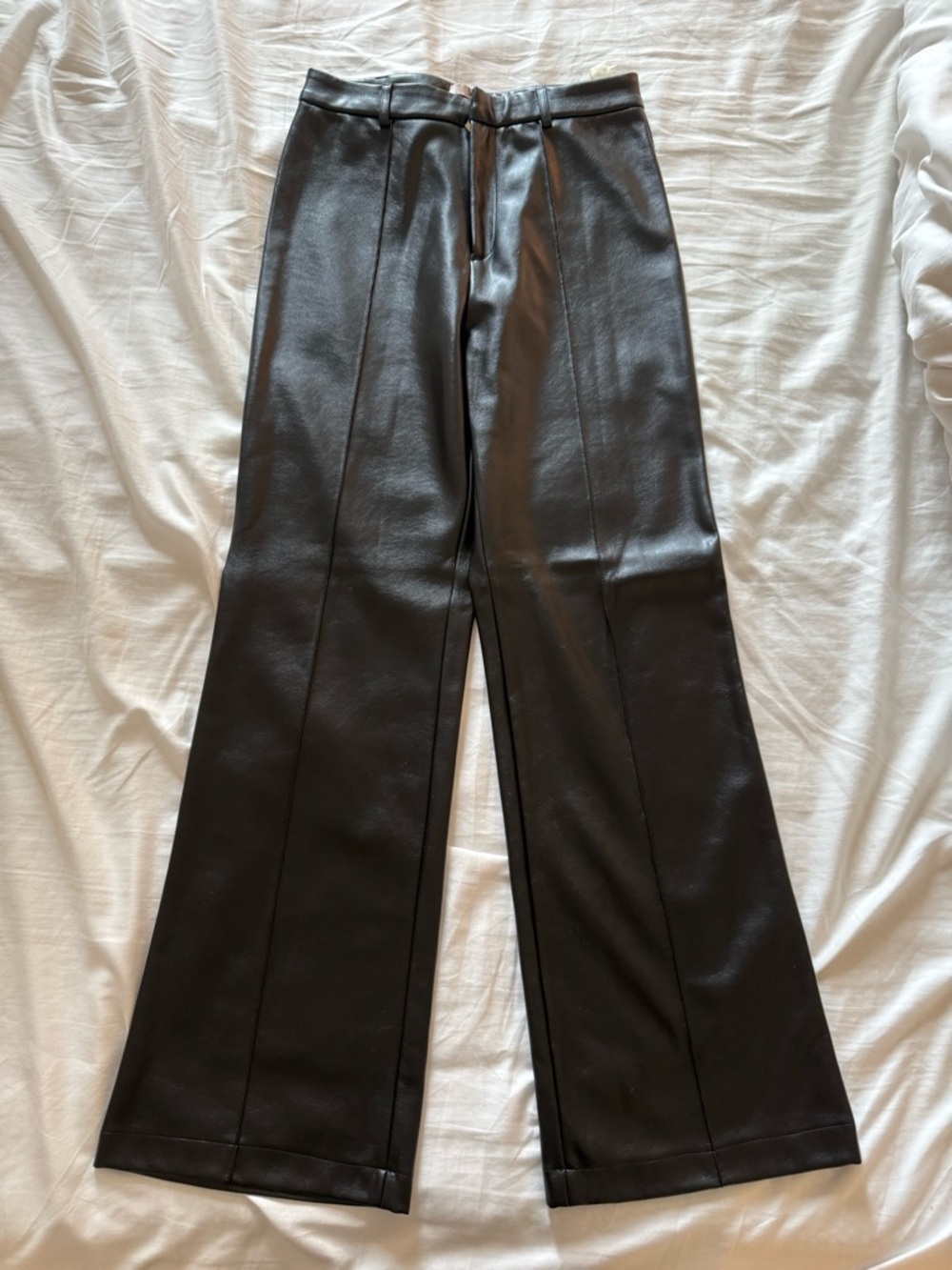 Black Faux Leather Wide Leg Pants
